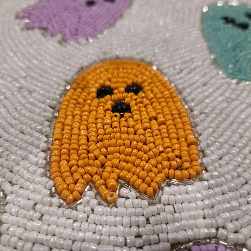 Sparkly Beaded GHOST Bright Colored Placemat Charger 15